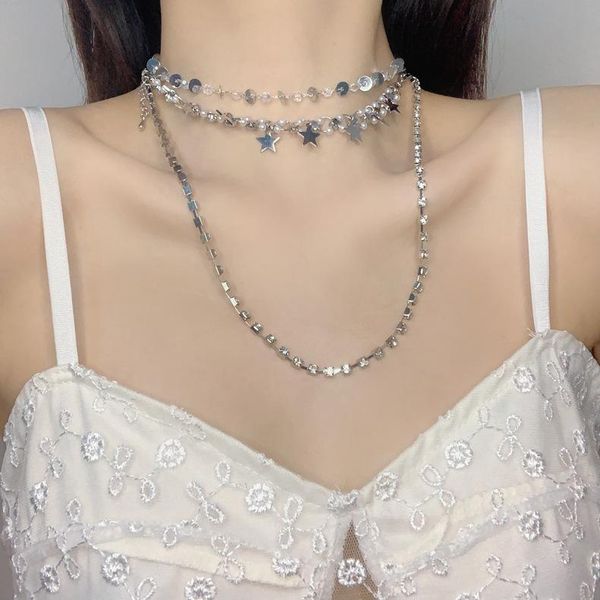 pendant necklaces 2021 ladies fashion temperament jewelry multilayer chain stars sequin chokers for women trendy party kolye, Silver
pendant necklaces 2021 ladies fashion temperament jewelry multilayer chain stars sequin chokers for women trendy party kolye, Silver