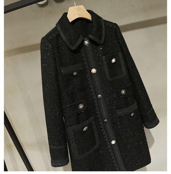 autumn winter women's tweed chic elegant sequins women coat b119 201224, Black
autumn winter women's tweed chic elegant sequins women coat b119 201224, Black
