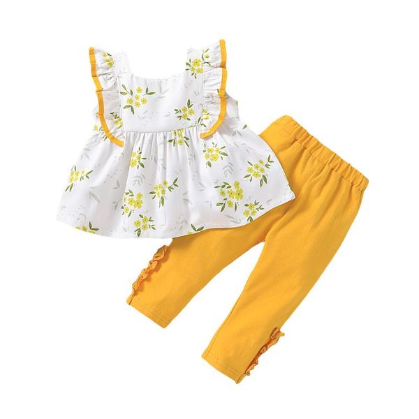 clothing sets two pieces kid baby girl clothes ruffle sleeve dress floral print pants summer spring cotton outfit, White
clothing sets two pieces kid baby girl clothes ruffle sleeve dress floral print pants summer spring cotton outfit, White