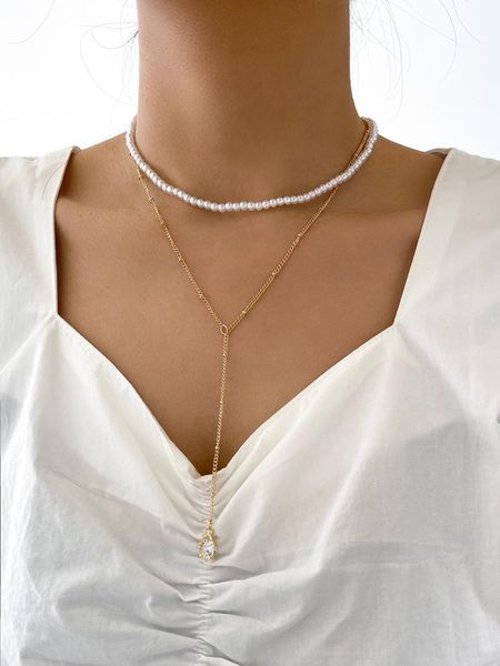 pendant necklaces stillgirl double layer vintage pearl gold chain necklace for women kpop crystal drop female boho fashion choker jewelry, Silver
pendant necklaces stillgirl double layer vintage pearl gold chain necklace for women kpop crystal drop female boho fashion choker jewelry, Silver