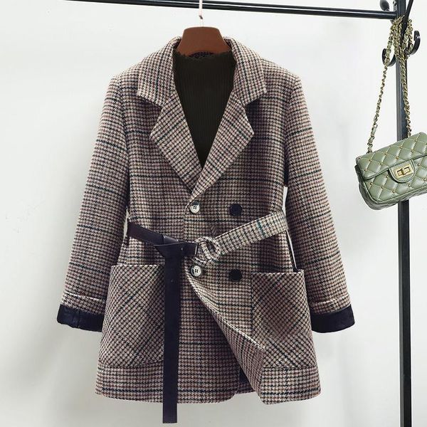 women's wool & blends plaid suit coat for women spring and autumn 2021 korean style casual woolen top, Black
women's wool & blends plaid suit coat for women spring and autumn 2021 korean style casual woolen top, Black