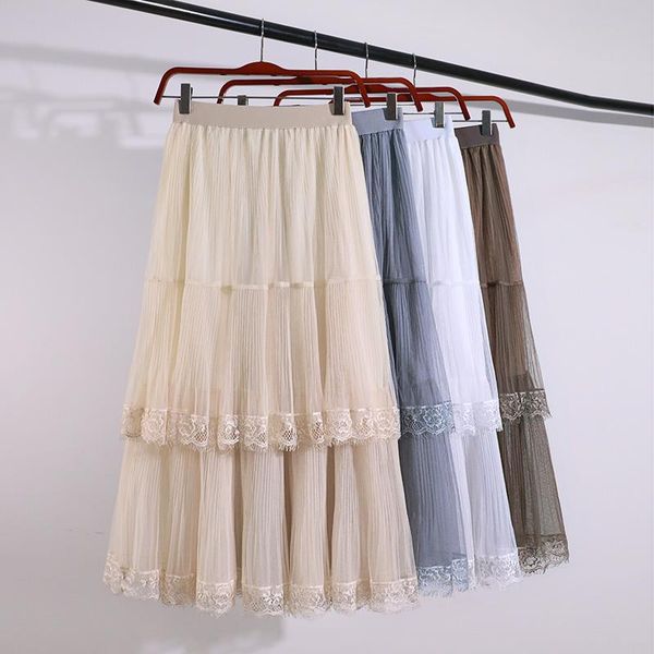 skirts women spring summer mesh pleated cake skirt solid color elastic waist a-line midi jupe lace floral ruffles layered lady, Black
skirts women spring summer mesh pleated cake skirt solid color elastic waist a-line midi jupe lace floral ruffles layered lady, Black