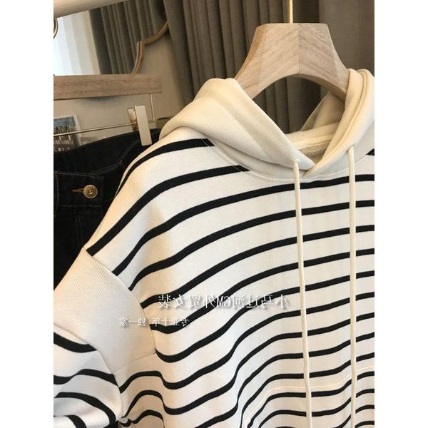 women's sweaters jin pin ~ju zan, thick feel ~ loose and thin beige striped drawstring hooded pullover, White;black
women's sweaters jin pin ~ju zan, thick feel ~ loose and thin beige striped drawstring hooded pullover, White;black
