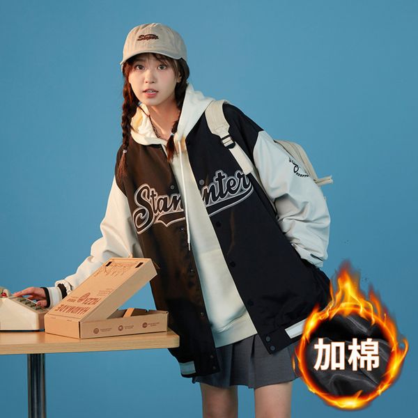 hanlu women's main push baseball women's new loose versatile american ins et in autumn and winter 2021, Black;brown
hanlu women's main push baseball women's new loose versatile american ins et in autumn and winter 2021, Black;brown