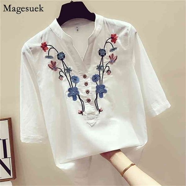 summer slim women and blouses v-neck white shirt plus size embroidery floral blusas mujer 3140 50 210512
summer slim women and blouses v-neck white shirt plus size embroidery floral blusas mujer 3140 50 210512