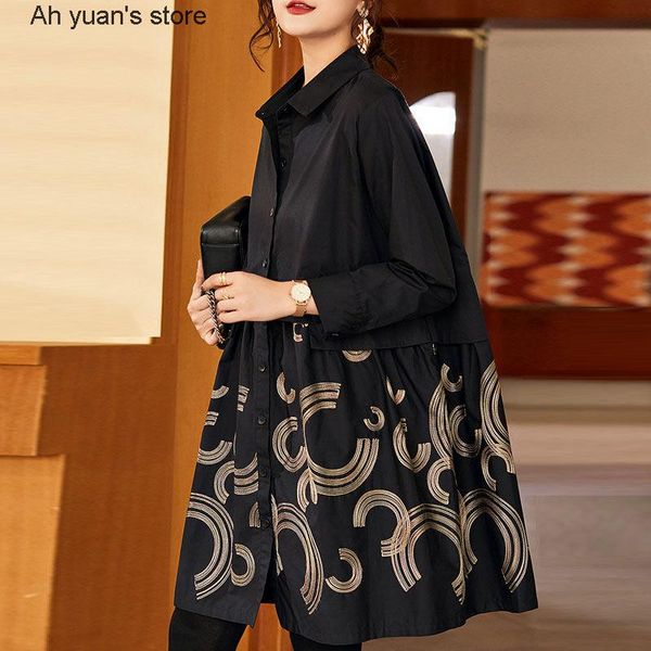 women's trench coats ah yuan women coat embroidered shirt 2021 spring autumn long-sleeved loose large size outerwear female, Tan;black
women's trench coats ah yuan women coat embroidered shirt 2021 spring autumn long-sleeved loose large size outerwear female, Tan;black