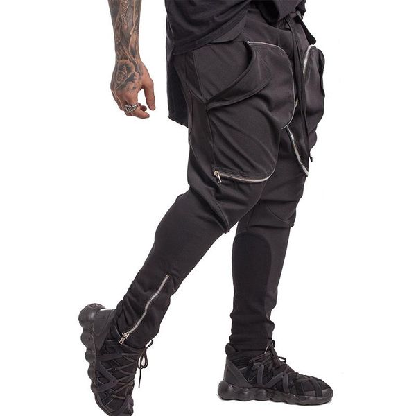 men's streetwear slim pocket street multiple pockets cargo pants trousers jogging hip hop harem skinny male sweatpants, Black
men's streetwear slim pocket street multiple pockets cargo pants trousers jogging hip hop harem skinny male sweatpants, Black