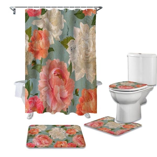 retro peony flowers summer waterproof shower curtains set bathroom curtain and rug sets
retro peony flowers summer waterproof shower curtains set bathroom curtain and rug sets