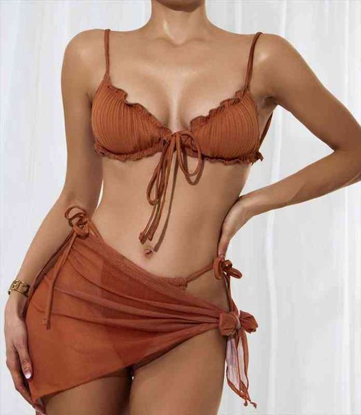 yiiciovy summer women 3pcs bikini sets fashion beach bandage ruffles bikinis cover-ups sets beachwear swimsuits, White;black
yiiciovy summer women 3pcs bikini sets fashion beach bandage ruffles bikinis cover-ups sets beachwear swimsuits, White;black
