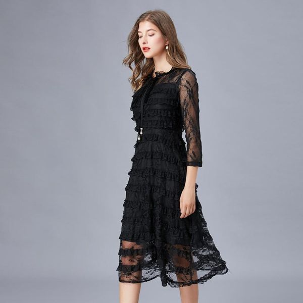 casual dresses fashionable black lace dress women's spring and autumn look thin over the knee foreign style bottomed cake skirt, Black;gray
casual dresses fashionable black lace dress women's spring and autumn look thin over the knee foreign style bottomed cake skirt, Black;gray