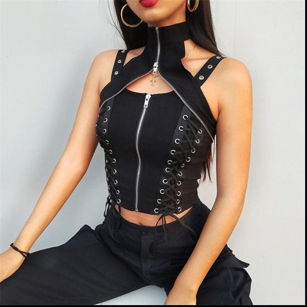 sleeveless zipper choker halter womens cami gothic black bandage fitness crop punk camis women bodycon strap clubwear, White
sleeveless zipper choker halter womens cami gothic black bandage fitness crop punk camis women bodycon strap clubwear, White