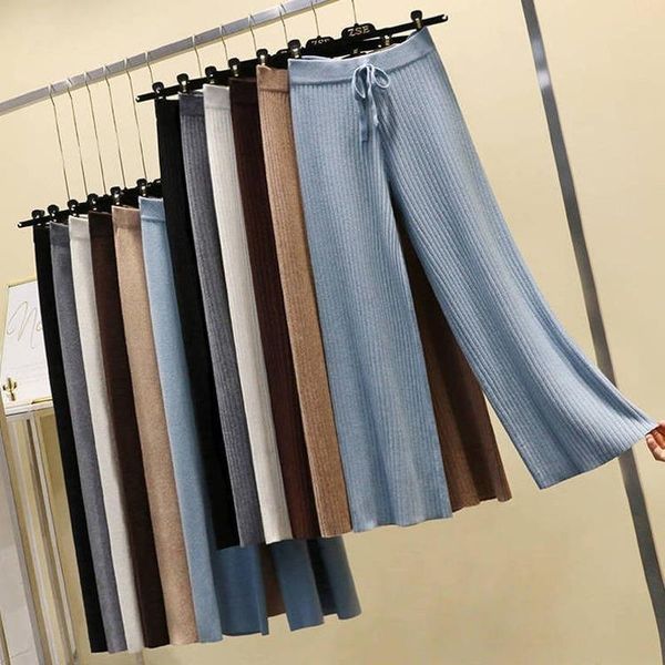 women's pants & capris fashion women autumn winter loose casual thin knitting wide leg female plus size elastic waist ankle-length trou, Black;white
women's pants & capris fashion women autumn winter loose casual thin knitting wide leg female plus size elastic waist ankle-length trou, Black;white