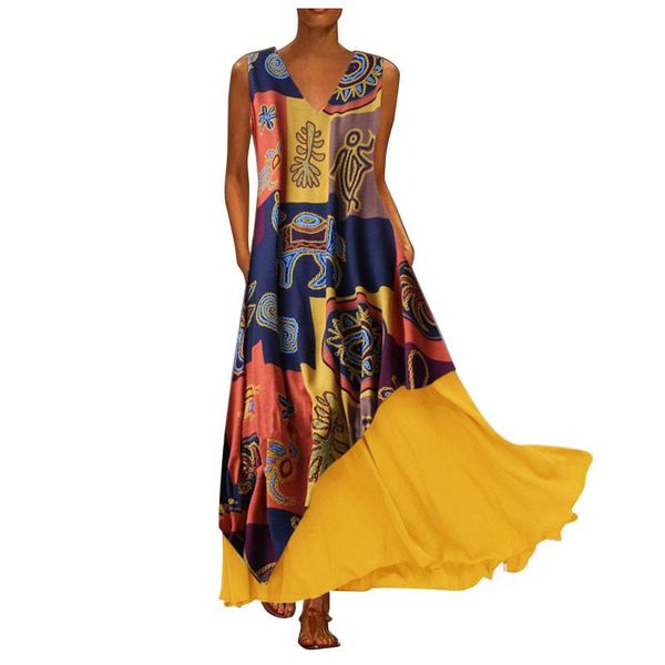 casual dresses plus sizes summer women's dress boho vintage flower print sleeveless v-neck maxi loose elegant female, Black;gray
casual dresses plus sizes summer women's dress boho vintage flower print sleeveless v-neck maxi loose elegant female, Black;gray
