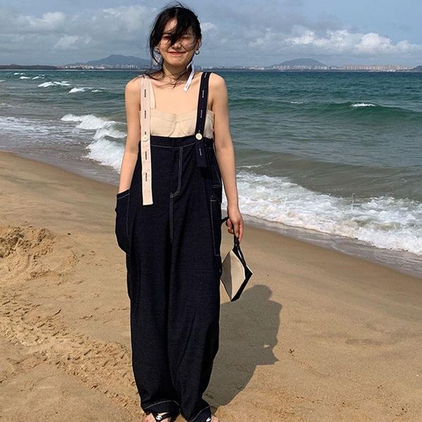 women's jeans fashion strap pants spring and summer korean loose wide leg for women, Blue
women's jeans fashion strap pants spring and summer korean loose wide leg for women, Blue