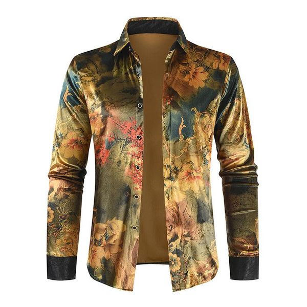 men's dress shirts 20212021 printed golden velvet shirt lapel cardigan long sleeve, White;black
men's dress shirts 20212021 printed golden velvet shirt lapel cardigan long sleeve, White;black