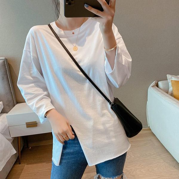 women's t-shirt loose plus size female long sleeve casual vintage split woman 2021spring autumn bf cotton plain t shirt women aq289, White
women's t-shirt loose plus size female long sleeve casual vintage split woman 2021spring autumn bf cotton plain t shirt women aq289, White