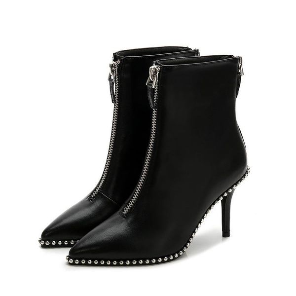 boots pointed ankle women stiletto heel 2021 autumn and winter high in tube metal zipper, Black
boots pointed ankle women stiletto heel 2021 autumn and winter high in tube metal zipper, Black