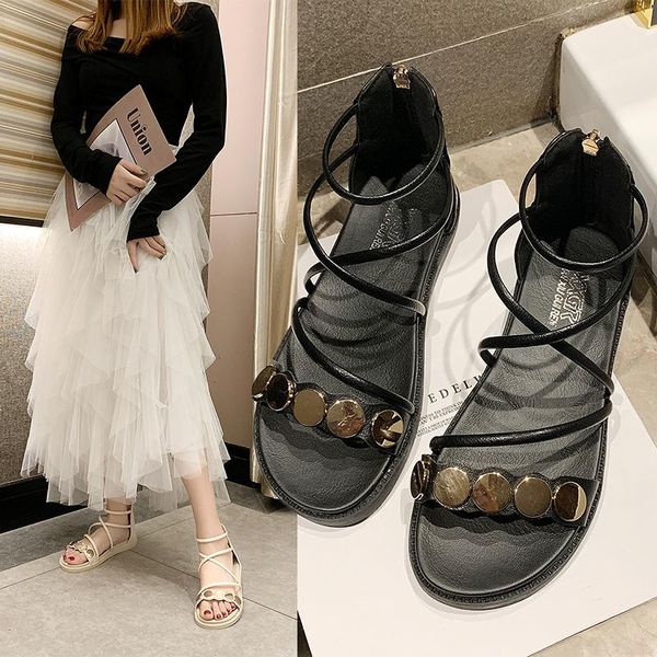 fashion women's casual peep-toe flat zip pu shoes roman summer sandals gladiator woman's, Black
fashion women's casual peep-toe flat zip pu shoes roman summer sandals gladiator woman's, Black