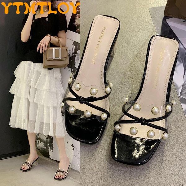 slippers pearl women's summer wear fashion half-drag shoes 2021 all-match transparent high heels thick heel, Black
slippers pearl women's summer wear fashion half-drag shoes 2021 all-match transparent high heels thick heel, Black