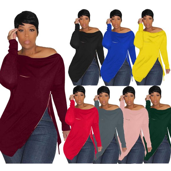 autumn and winter women's oblique shoulder irregular zipper long sleeve sweater wear, Blue;black
autumn and winter women's oblique shoulder irregular zipper long sleeve sweater wear, Blue;black