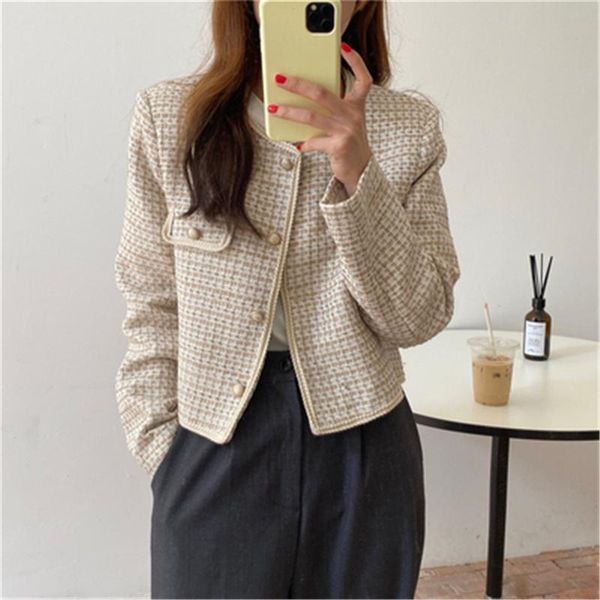 exquisite trim tweed short jacket women fall elegance o-neck single-breasted straight cropped jackets femme loose ol outwear women's, Black;brown
exquisite trim tweed short jacket women fall elegance o-neck single-breasted straight cropped jackets femme loose ol outwear women's, Black;brown