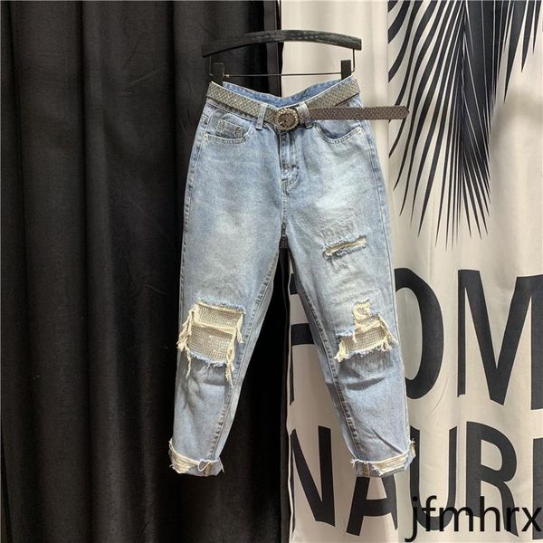 women's jeans rhinestone spring high-waist skinny cropped dad ripped harem pants denim ladies streetwear loose, Blue
women's jeans rhinestone spring high-waist skinny cropped dad ripped harem pants denim ladies streetwear loose, Blue