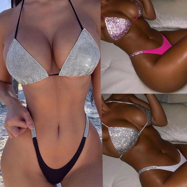 women's swimwear luxury bling rhinestone bikini female swimsuit bathing set bather swim two-pieces women halter suit m0v7, White;black
women's swimwear luxury bling rhinestone bikini female swimsuit bathing set bather swim two-pieces women halter suit m0v7, White;black