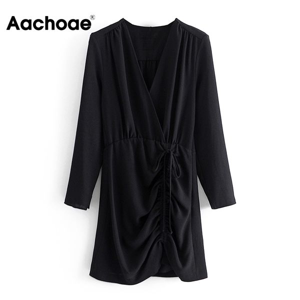 aachoae elegant a-line black mini dress women v neck bow tie drawstring dress long sleeve chic pleated dresses vestidos mujer 210413, Black;gray
aachoae elegant a-line black mini dress women v neck bow tie drawstring dress long sleeve chic pleated dresses vestidos mujer 210413, Black;gray