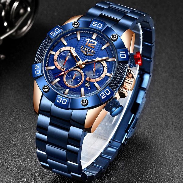 wristwatches 2021 all steel watch lige men fashion blue quartz mens watches wristwatch business waterproof sport clock+box, Slivery;brown
wristwatches 2021 all steel watch lige men fashion blue quartz mens watches wristwatch business waterproof sport clock+box, Slivery;brown