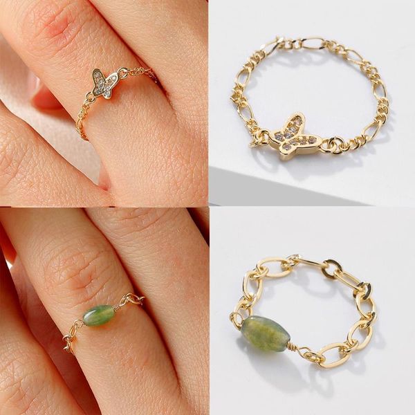 wedding rings minimalist gold color butterfly figaro chain ring for women korean natural stone crystal heart statement jewelry, Slivery;golden
wedding rings minimalist gold color butterfly figaro chain ring for women korean natural stone crystal heart statement jewelry, Slivery;golden
