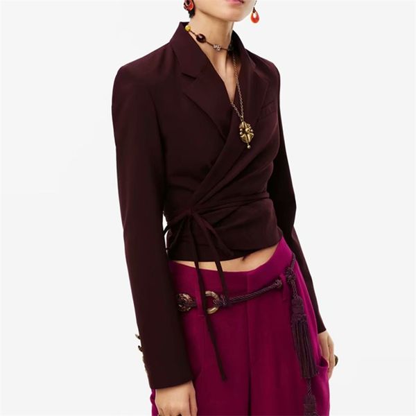 women summer vintage solid blazers coats za long sleeve notched collar female wrap side bow tie fashion blazer outerwear 210513, White;black
women summer vintage solid blazers coats za long sleeve notched collar female wrap side bow tie fashion blazer outerwear 210513, White;black