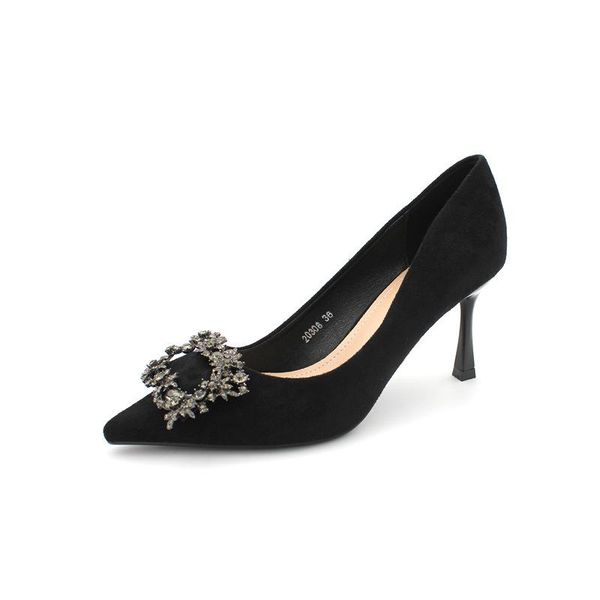 dress shoes women's high heels suede rhinestone buckle pointed stiletto fashion ladies wedding female pumps, Black
dress shoes women's high heels suede rhinestone buckle pointed stiletto fashion ladies wedding female pumps, Black
