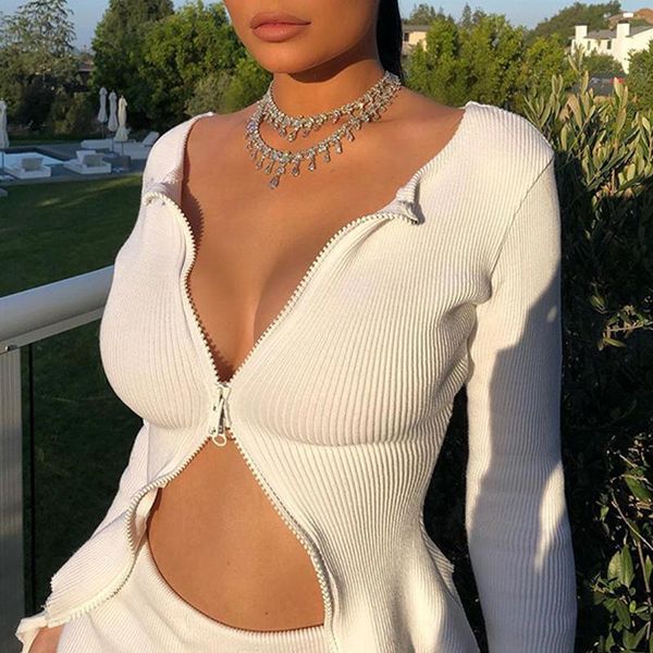 women's t-shirt white black zip up ribbed knitted long sleeve strech lrregular casual women spring autumn 2021 streetwear
women's t-shirt white black zip up ribbed knitted long sleeve strech lrregular casual women spring autumn 2021 streetwear