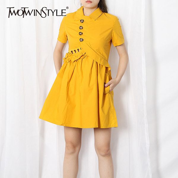 twotwinstyle patchwork ruffle backless dresses women short sleeve high waist mini dress female clothes fashion new 210428, Black;gray
twotwinstyle patchwork ruffle backless dresses women short sleeve high waist mini dress female clothes fashion new 210428, Black;gray