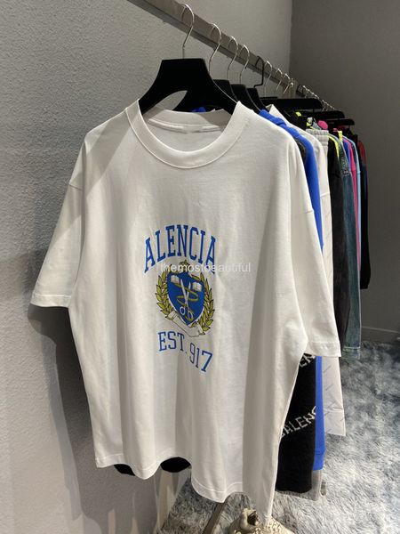 women's t-shirt spring and summer high version b family 1917 letter scissors print pullover round neck loose casual men's women�, White
women's t-shirt spring and summer high version b family 1917 letter scissors print pullover round neck loose casual men's women�, White