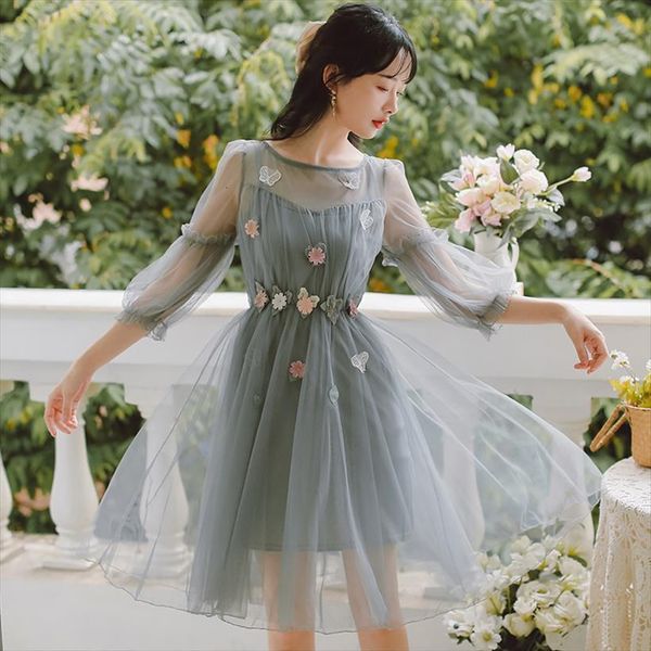 summer applique mesh dress midi womens camis puff sleeve floral lovely party voile princess knee length dresses vestidos mujer, White
summer applique mesh dress midi womens camis puff sleeve floral lovely party voile princess knee length dresses vestidos mujer, White