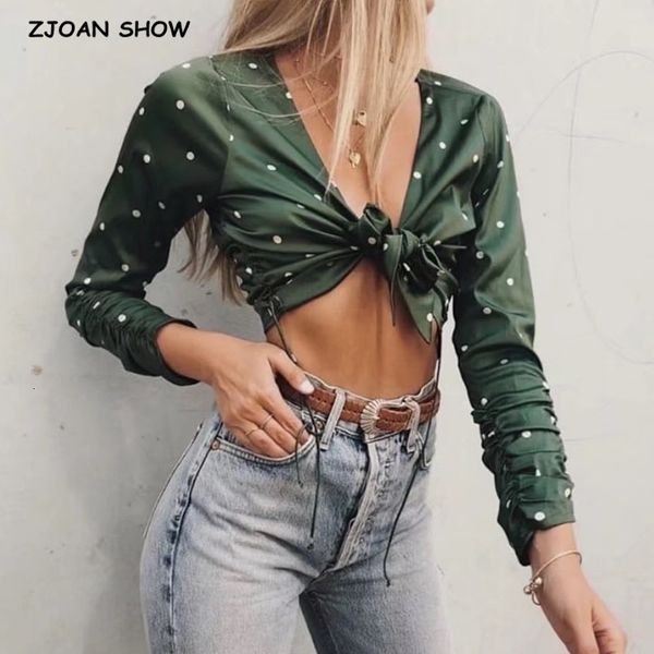 women's blouses & shirts green color polka dot print women cropped shirt batwing sleeve v-neck lacing up bow tide cardigan bl, White
women's blouses & shirts green color polka dot print women cropped shirt batwing sleeve v-neck lacing up bow tide cardigan bl, White