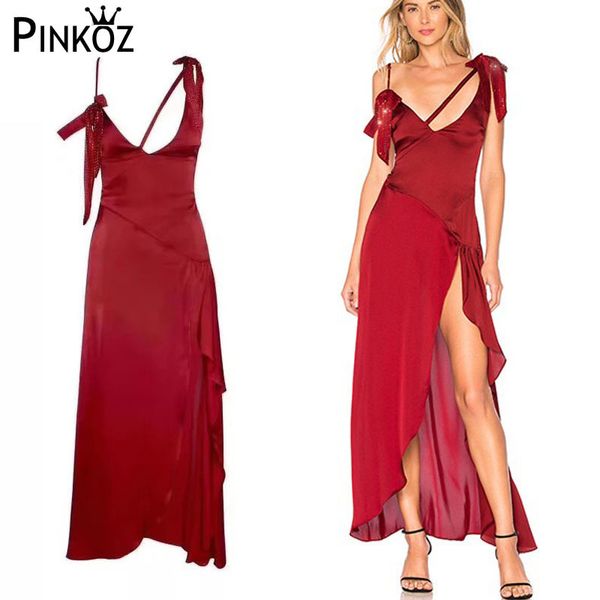 satin women's spaghetti strap dress red backless diamonds split elegant female summer holiday sundress 210421, White
satin women's spaghetti strap dress red backless diamonds split elegant female summer holiday sundress 210421, White