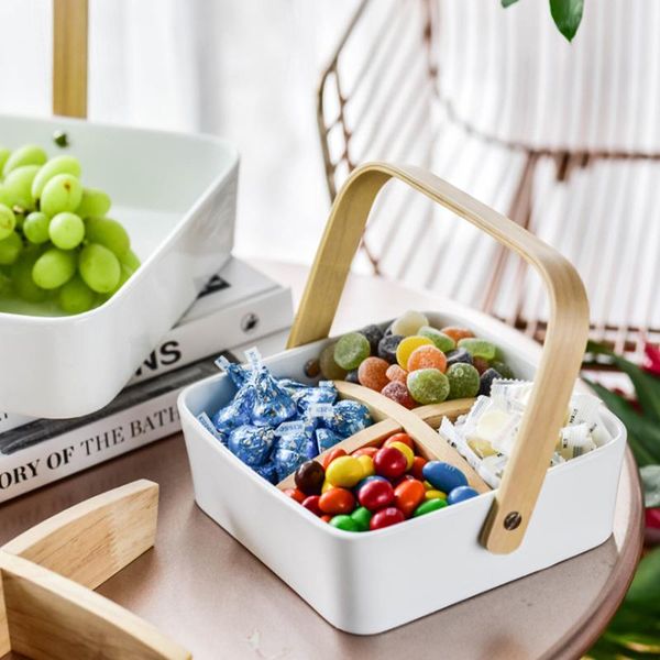 kitchen storage & organization with bamboo handle round/square fruit tray ceramic multi-grid snacks platter white high-end detachable partit
kitchen storage & organization with bamboo handle round/square fruit tray ceramic multi-grid snacks platter white high-end detachable partit
