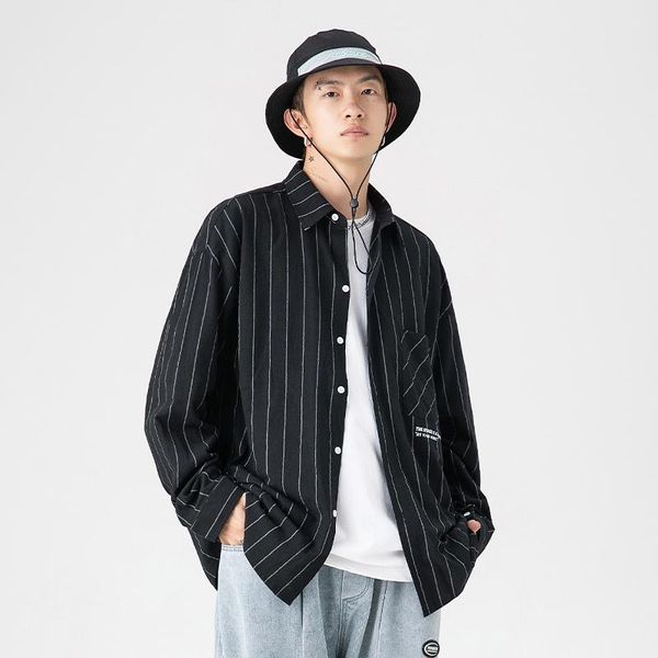 men's casual shirts fall style long-sleeved shirt loose high street retro lapel, White;black
men's casual shirts fall style long-sleeved shirt loose high street retro lapel, White;black
