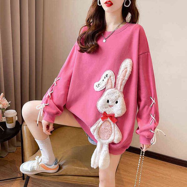 women's hoodi sweatshirts 2022 spring and autumn korean loose large plush thickened three-dimensional flocking rabbit drawstring round, Black
women's hoodi sweatshirts 2022 spring and autumn korean loose large plush thickened three-dimensional flocking rabbit drawstring round, Black