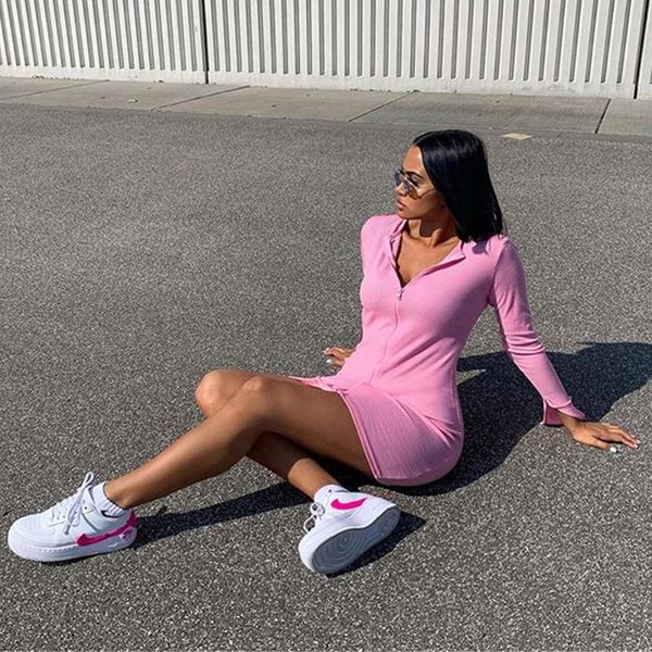 casual dresses kgfigu 2021 arrival long sleeve front zipper mini pink color o-neck skinny autumn elegant ladies party dress, Black;gray
casual dresses kgfigu 2021 arrival long sleeve front zipper mini pink color o-neck skinny autumn elegant ladies party dress, Black;gray