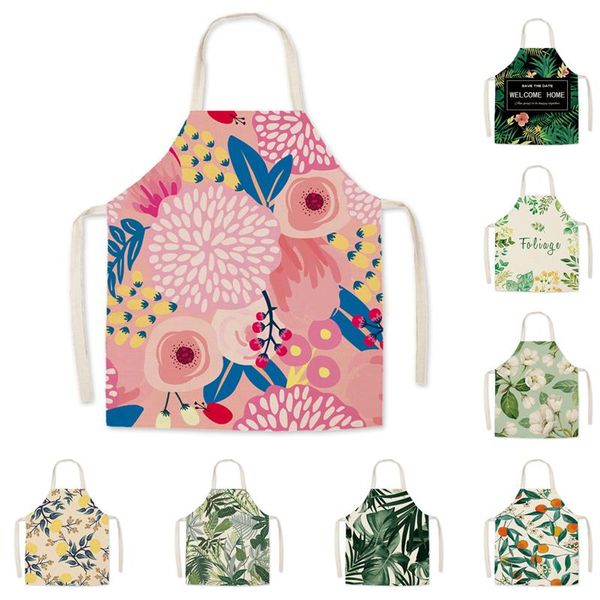 aprons 1pc cooking sleeveless printed apron simplicity ins leaves pattern cotton linen dining home cleaning tools 
aprons 1pc cooking sleeveless printed apron simplicity ins leaves pattern cotton linen dining home cleaning tools
