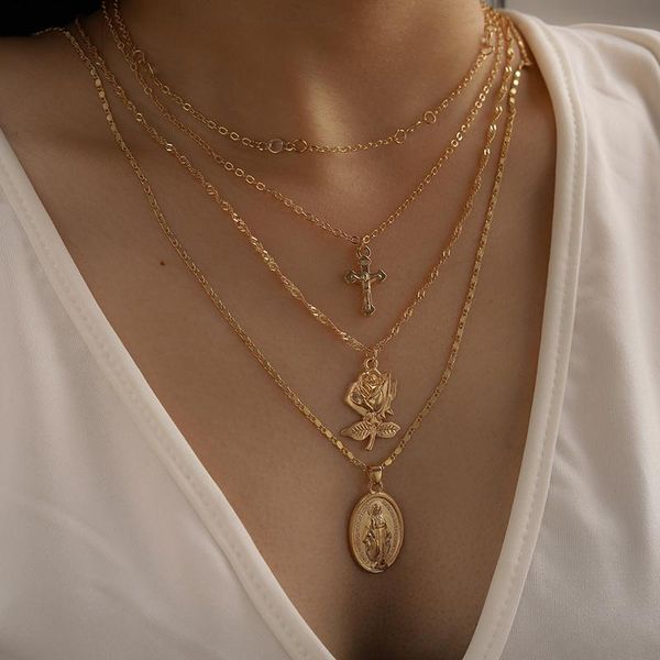 pendant necklaces huatang vintage virgin mary cross necklace for women multilayer chains gold rose flower ladies jewelry gift, Silver
pendant necklaces huatang vintage virgin mary cross necklace for women multilayer chains gold rose flower ladies jewelry gift, Silver