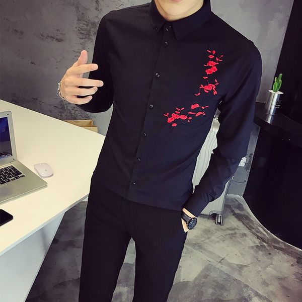 men's casual shirts spring black s-5xl mens slim embroidery camisa social masculina shirt men wk8w, White;black
men's casual shirts spring black s-5xl mens slim embroidery camisa social masculina shirt men wk8w, White;black