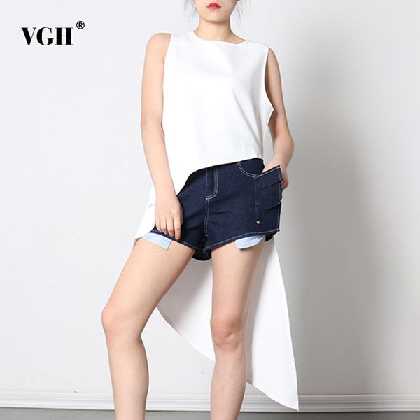 vgh white patchwork zipper shirt for women o neck sleeveless irregular hem solid casual blouse female summer fashion new clothes 210421
vgh white patchwork zipper shirt for women o neck sleeveless irregular hem solid casual blouse female summer fashion new clothes 210421
