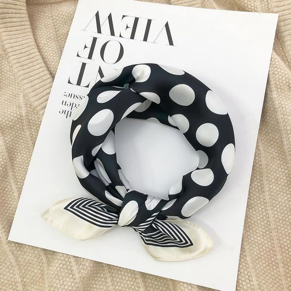 scarves imitation silk scarf small square 70*70 professional polka dot printed, Blue;gray 
scarves imitation silk scarf small square 70*70 professional polka dot printed, Blue;gray
