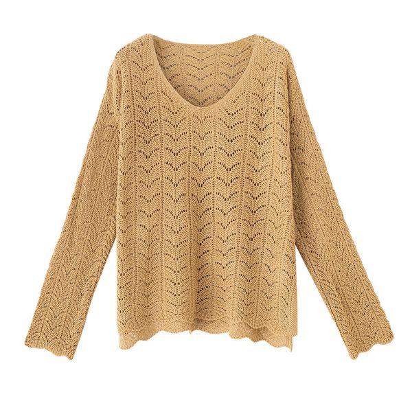 women's sweaters spring and autumn fashion simple comfort loose v-neck hollow pattern knitted long sleeve sweater women momc, White;black
women's sweaters spring and autumn fashion simple comfort loose v-neck hollow pattern knitted long sleeve sweater women momc, White;black