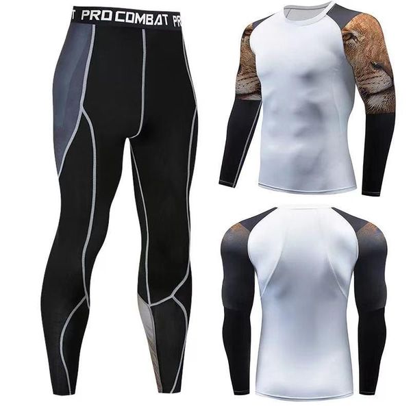 gym clothing men women running leggings dry fitness training tights jogging suits sports wear compression set underwear, White;black 
gym clothing men women running leggings dry fitness training tights jogging suits sports wear compression set underwear, White;black