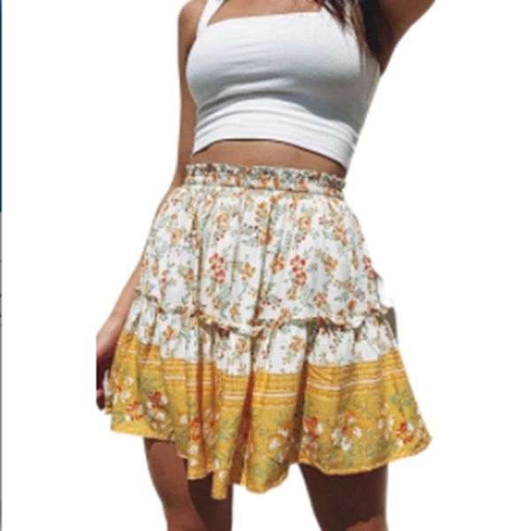 skirts summer women printed short mini-skirt bohemian folk style ruffled folds elastic waist safety lining a-line skirt simple cool, Black
skirts summer women printed short mini-skirt bohemian folk style ruffled folds elastic waist safety lining a-line skirt simple cool, Black